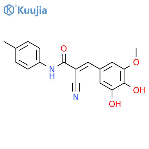 2-cyano-3-(3,4-dihydroxy-5-methoxyphenyl)-N-(4-methylphenyl)prop-2-enamide structure
