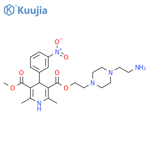3,5-Pyridinedicarboxylic acid, 1,4-dihydro-2,6-dimethyl-4-(3-nitrophenyl)-, 3-[2-[4-(2-aminoethyl)-1-piperazinyl]ethyl] 5-methyl ester structure