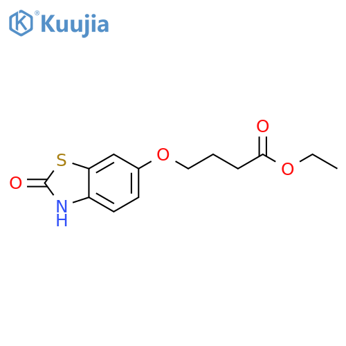 Butanoic acid, 4-[(2,3-dihydro-2-oxo-6-benzothiazolyl)oxy]-, ethyl ester structure