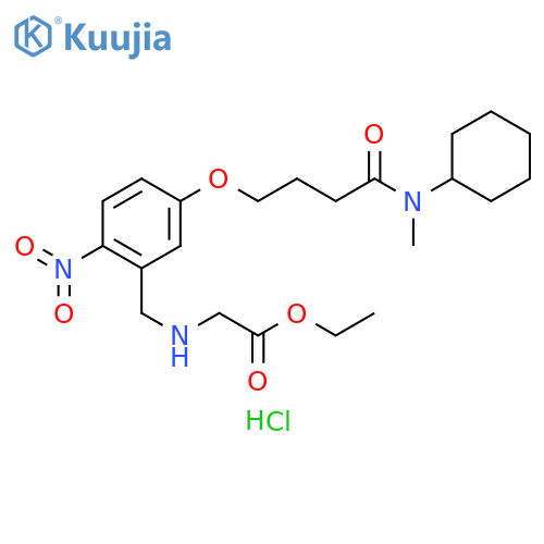 Glycine,N-[[5-[4-(cyclohexylmethylamino)-4-oxobutoxy]-2-nitrophenyl]methyl]-,ethyl ester, monohydrochloride structure