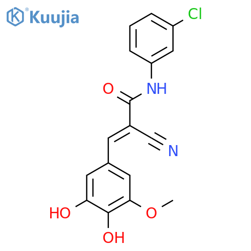 N-(3-chlorophenyl)-2-cyano-3-(3,4-dihydroxy-5-methoxyphenyl)prop-2-enamide structure