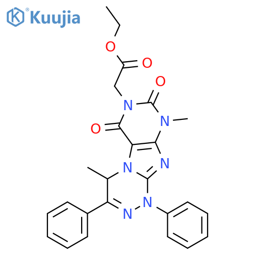 [1,2,4]Triazino[3,4-f]purine-7(4H)-aceticacid, 1,6,8,9-tetrahydro-4,9-dimethyl-6,8-dioxo-1,3-diphenyl-, ethyl ester structure