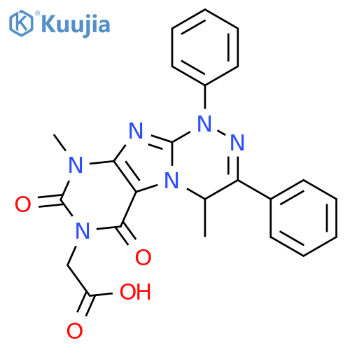 (4,9-dimethyl-6,8-dioxo-1,3-diphenyl-1,6,8,9-tetrahydro[1,2,4]triazino[3,4-f]purin-7(4H)-yl)acetic acid structure