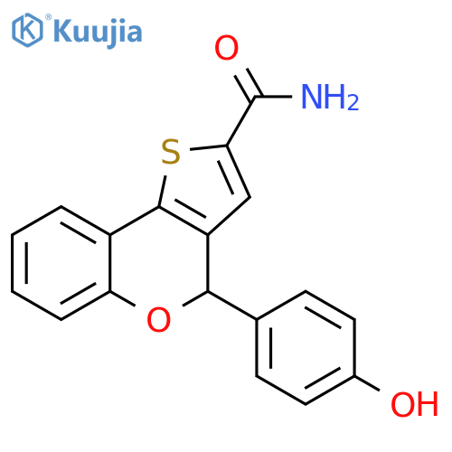 4H-Thieno[3,2-c][1]benzopyran-2-carboxamide, 4-(4-hydroxyphenyl)- structure