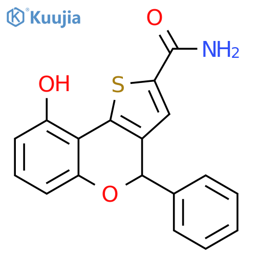 4H-Thieno[3,2-c][1]benzopyran-2-carboxamide, 9-hydroxy-4-phenyl- structure
