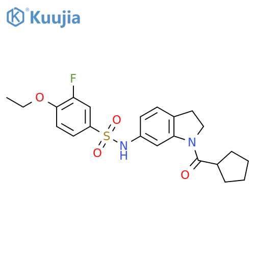 N-(1-cyclopentanecarbonyl-2,3-dihydro-1H-indol-6-yl)-4-ethoxy-3-fluorobenzene-1-sulfonamide structure