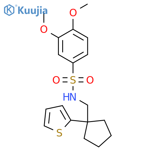 3,4-dimethoxy-N-{[1-(thiophen-2-yl)cyclopentyl]methyl}benzene-1-sulfonamide structure