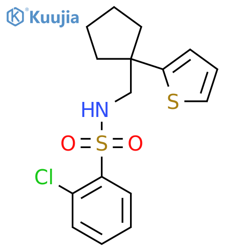 2-chloro-N-{1-(thiophen-2-yl)cyclopentylmethyl}benzene-1-sulfonamide structure