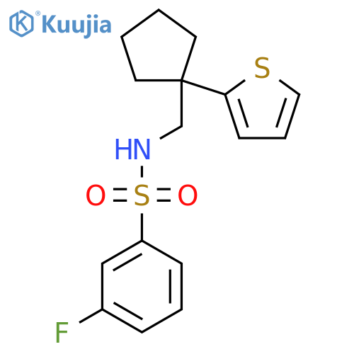 3-fluoro-N-{[1-(thiophen-2-yl)cyclopentyl]methyl}benzene-1-sulfonamide structure