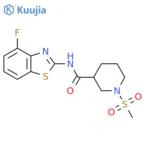 N-(4-fluoro-1,3-benzothiazol-2-yl)-1-methanesulfonylpiperidine-3-carboxamide structure