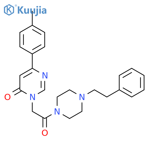 6-(4-methylphenyl)-3-{2-oxo-2-4-(2-phenylethyl)piperazin-1-ylethyl}-3,4-dihydropyrimidin-4-one structure