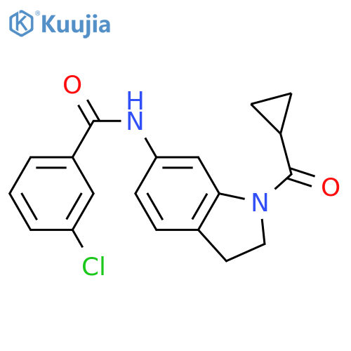 3-chloro-N-(1-cyclopropanecarbonyl-2,3-dihydro-1H-indol-6-yl)benzamide structure