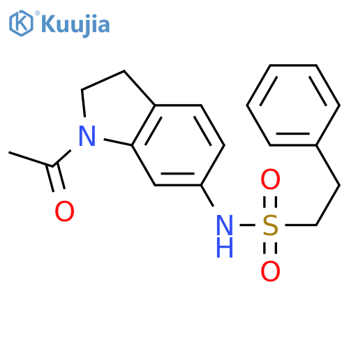 N-(1-acetyl-2,3-dihydro-1H-indol-6-yl)-2-phenylethane-1-sulfonamide structure