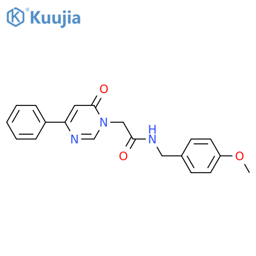 N-[(4-methoxyphenyl)methyl]-2-(6-oxo-4-phenyl-1,6-dihydropyrimidin-1-yl)acetamide structure