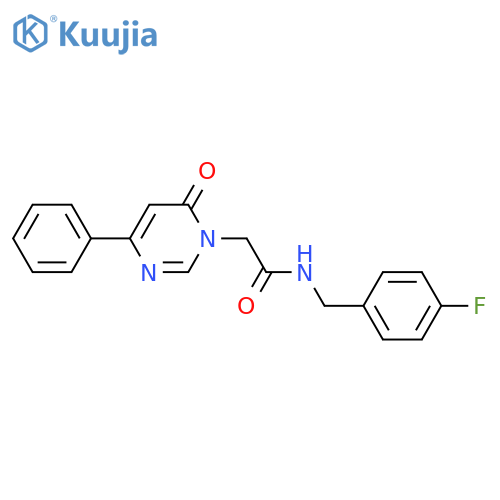 N-[(4-fluorophenyl)methyl]-2-(6-oxo-4-phenyl-1,6-dihydropyrimidin-1-yl)acetamide structure