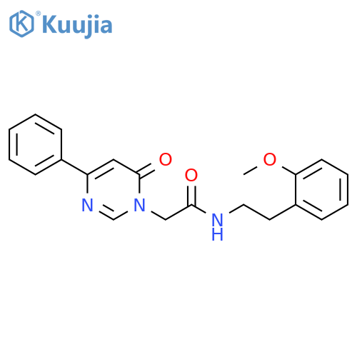 N-[2-(2-methoxyphenyl)ethyl]-2-(6-oxo-4-phenyl-1,6-dihydropyrimidin-1-yl)acetamide structure
