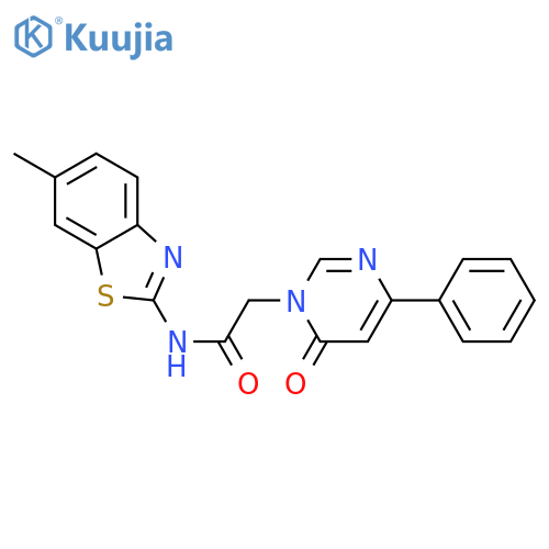 N-(6-methyl-1,3-benzothiazol-2-yl)-2-(6-oxo-4-phenyl-1,6-dihydropyrimidin-1-yl)acetamide structure