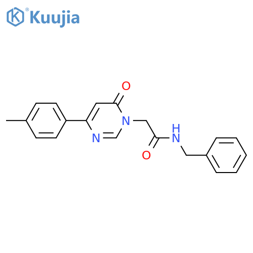 N-benzyl-2-[4-(4-methylphenyl)-6-oxo-1,6-dihydropyrimidin-1-yl]acetamide structure