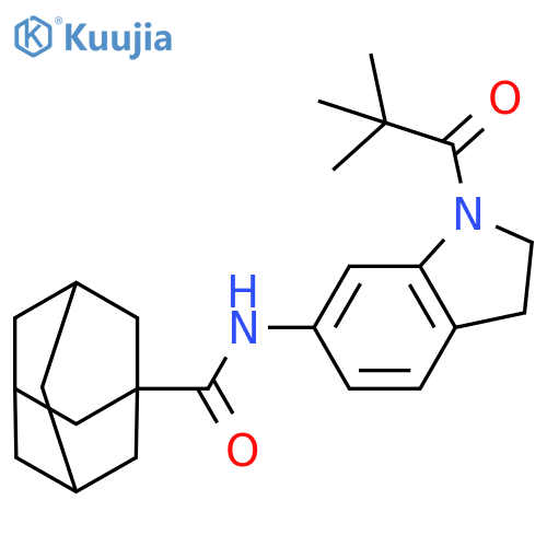 N-1-(2,2-dimethylpropanoyl)-2,3-dihydro-1H-indol-6-yladamantane-1-carboxamide structure