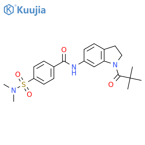 N-[1-(2,2-dimethylpropanoyl)-2,3-dihydro-1H-indol-6-yl]-4-(dimethylsulfamoyl)benzamide structure