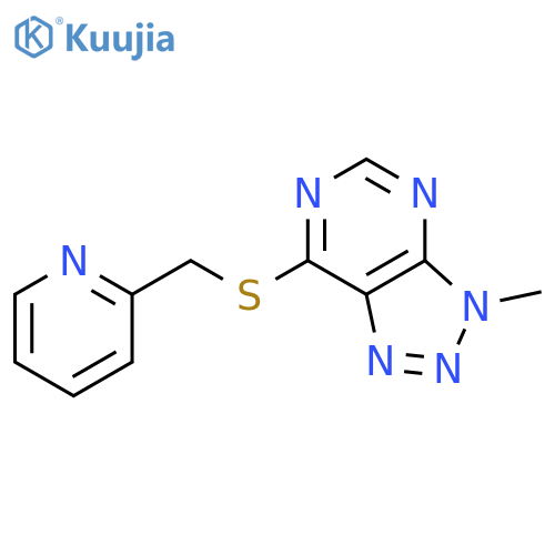 2-[({3-methyl-3H-[1,2,3]triazolo[4,5-d]pyrimidin-7-yl}sulfanyl)methyl]pyridine structure