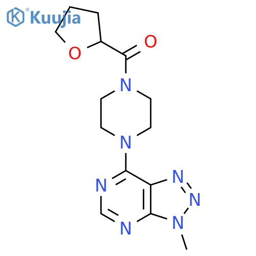 1-{3-methyl-3H-[1,2,3]triazolo[4,5-d]pyrimidin-7-yl}-4-(oxolane-2-carbonyl)piperazine structure