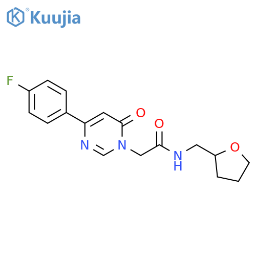 2-[4-(4-fluorophenyl)-6-oxo-1,6-dihydropyrimidin-1-yl]-N-[(oxolan-2-yl)methyl]acetamide structure