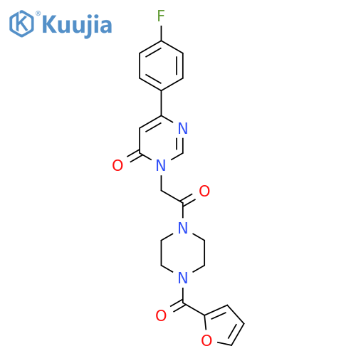 6-(4-fluorophenyl)-3-{2-[4-(furan-2-carbonyl)piperazin-1-yl]-2-oxoethyl}-3,4-dihydropyrimidin-4-one structure