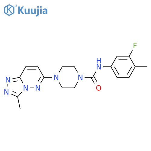 N-(3-fluoro-4-methylphenyl)-4-{3-methyl-1,2,4triazolo4,3-bpyridazin-6-yl}piperazine-1-carboxamide structure