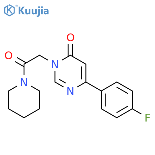 6-(4-fluorophenyl)-3-2-oxo-2-(piperidin-1-yl)ethyl-3,4-dihydropyrimidin-4-one structure