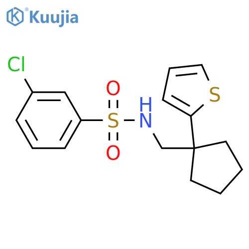 3-chloro-N-{[1-(thiophen-2-yl)cyclopentyl]methyl}benzene-1-sulfonamide structure