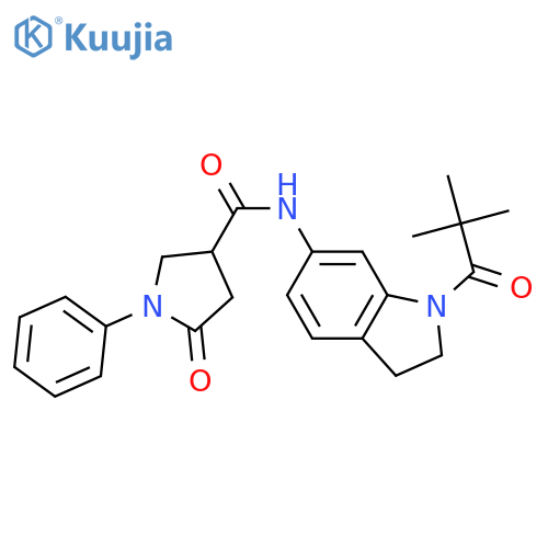 N-[1-(2,2-dimethylpropanoyl)-2,3-dihydro-1H-indol-6-yl]-5-oxo-1-phenylpyrrolidine-3-carboxamide structure