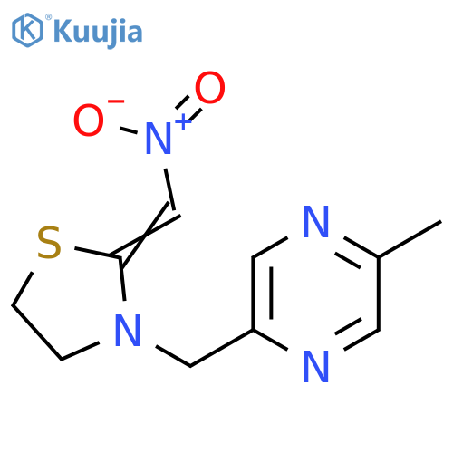 Pyrazine, 2-methyl-5-[[2-(nitromethylene)-3-thiazolidinyl]methyl]- structure