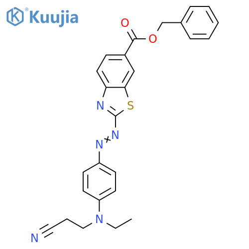 6-Benzothiazolecarboxylic acid,2-[[4-[(2-cyanoethyl)ethylamino]phenyl]azo]-, phenylmethyl ester structure