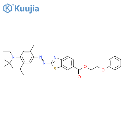 6-Benzothiazolecarboxylic acid,2-[(1-ethyl-1,2,3,4-tetrahydro-2,2,4,7-tetramethyl-6-quinolinyl)azo]-,2-phenoxyethyl ester structure