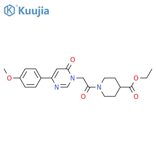 ethyl 1-{2-[4-(4-methoxyphenyl)-6-oxo-1,6-dihydropyrimidin-1-yl]acetyl}piperidine-4-carboxylate structure