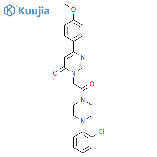 3-{2-4-(2-chlorophenyl)piperazin-1-yl-2-oxoethyl}-6-(4-methoxyphenyl)-3,4-dihydropyrimidin-4-one structure