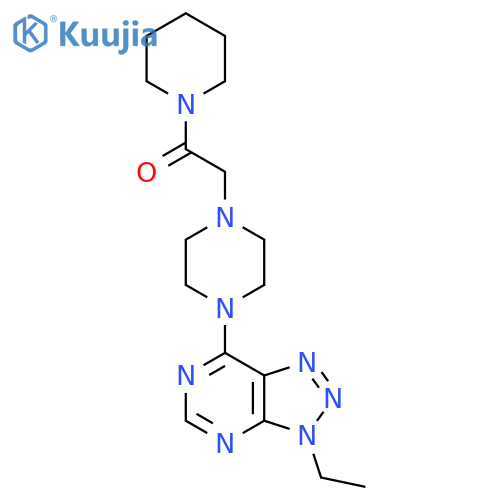 2-(4-{3-ethyl-3H-[1,2,3]triazolo[4,5-d]pyrimidin-7-yl}piperazin-1-yl)-1-(piperidin-1-yl)ethan-1-one structure