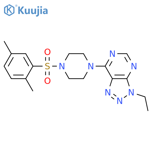 1-(2,5-dimethylbenzenesulfonyl)-4-{3-ethyl-3H-[1,2,3]triazolo[4,5-d]pyrimidin-7-yl}piperazine structure