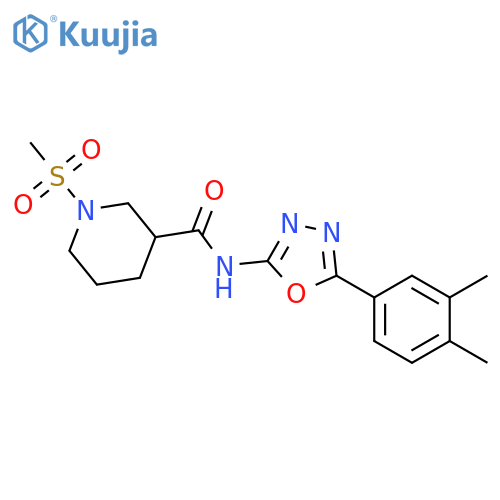 N-5-(3,4-dimethylphenyl)-1,3,4-oxadiazol-2-yl-1-methanesulfonylpiperidine-3-carboxamide structure