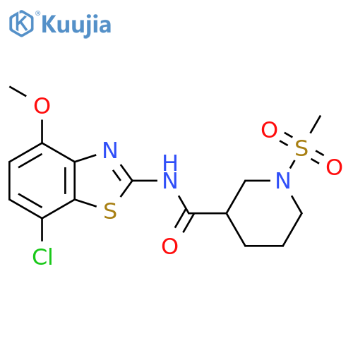 N-(7-chloro-4-methoxy-1,3-benzothiazol-2-yl)-1-methanesulfonylpiperidine-3-carboxamide structure