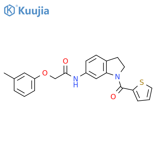 2-(3-methylphenoxy)-N-1-(thiophene-2-carbonyl)-2,3-dihydro-1H-indol-6-ylacetamide structure