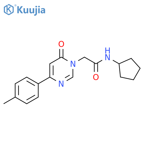 N-cyclopentyl-2-[4-(4-methylphenyl)-6-oxo-1,6-dihydropyrimidin-1-yl]acetamide structure