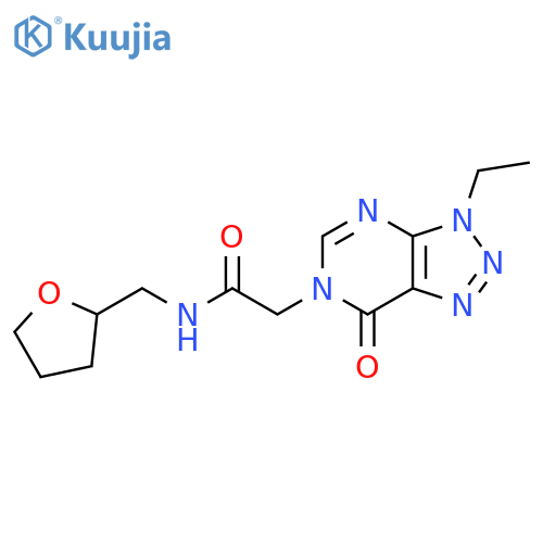 2-{3-ethyl-7-oxo-3H,6H,7H-[1,2,3]triazolo[4,5-d]pyrimidin-6-yl}-N-[(oxolan-2-yl)methyl]acetamide structure