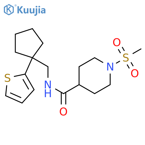 1-methanesulfonyl-N-{[1-(thiophen-2-yl)cyclopentyl]methyl}piperidine-4-carboxamide structure