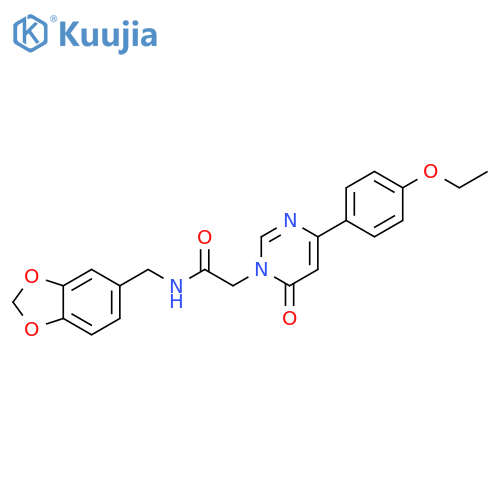 N-[(2H-1,3-benzodioxol-5-yl)methyl]-2-[4-(4-ethoxyphenyl)-6-oxo-1,6-dihydropyrimidin-1-yl]acetamide structure