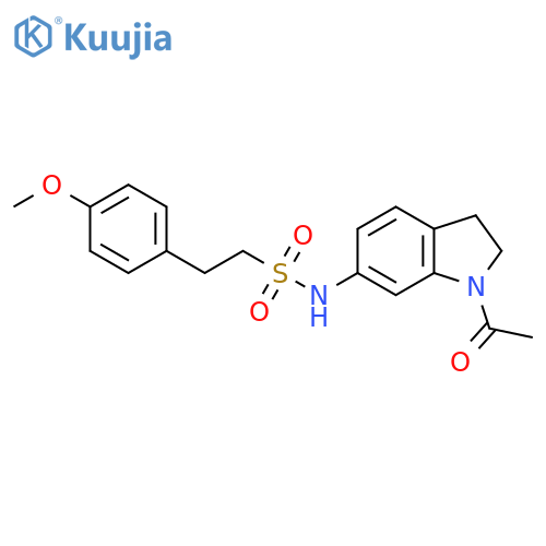 N-(1-acetyl-2,3-dihydro-1H-indol-6-yl)-2-(4-methoxyphenyl)ethane-1-sulfonamide structure