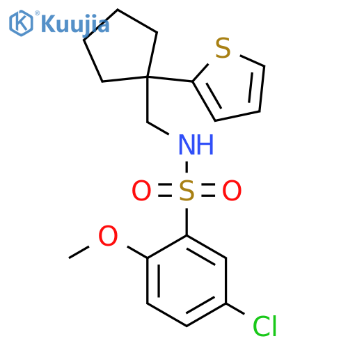 5-chloro-2-methoxy-N-{[1-(thiophen-2-yl)cyclopentyl]methyl}benzene-1-sulfonamide structure