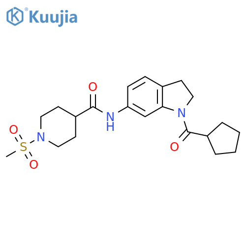 N-(1-cyclopentanecarbonyl-2,3-dihydro-1H-indol-6-yl)-1-methanesulfonylpiperidine-4-carboxamide structure