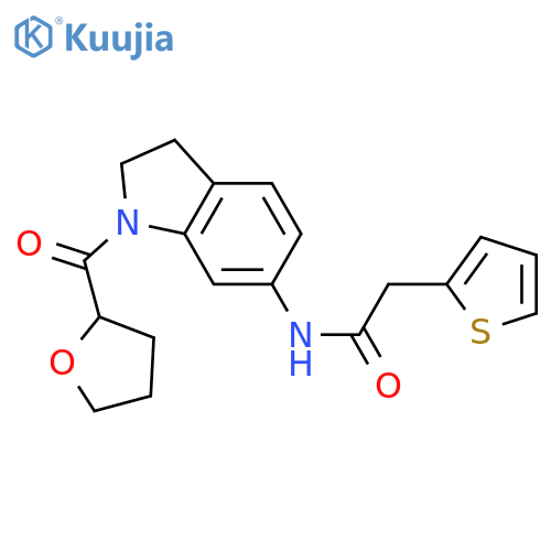 N-[1-(oxolane-2-carbonyl)-2,3-dihydro-1H-indol-6-yl]-2-(thiophen-2-yl)acetamide structure